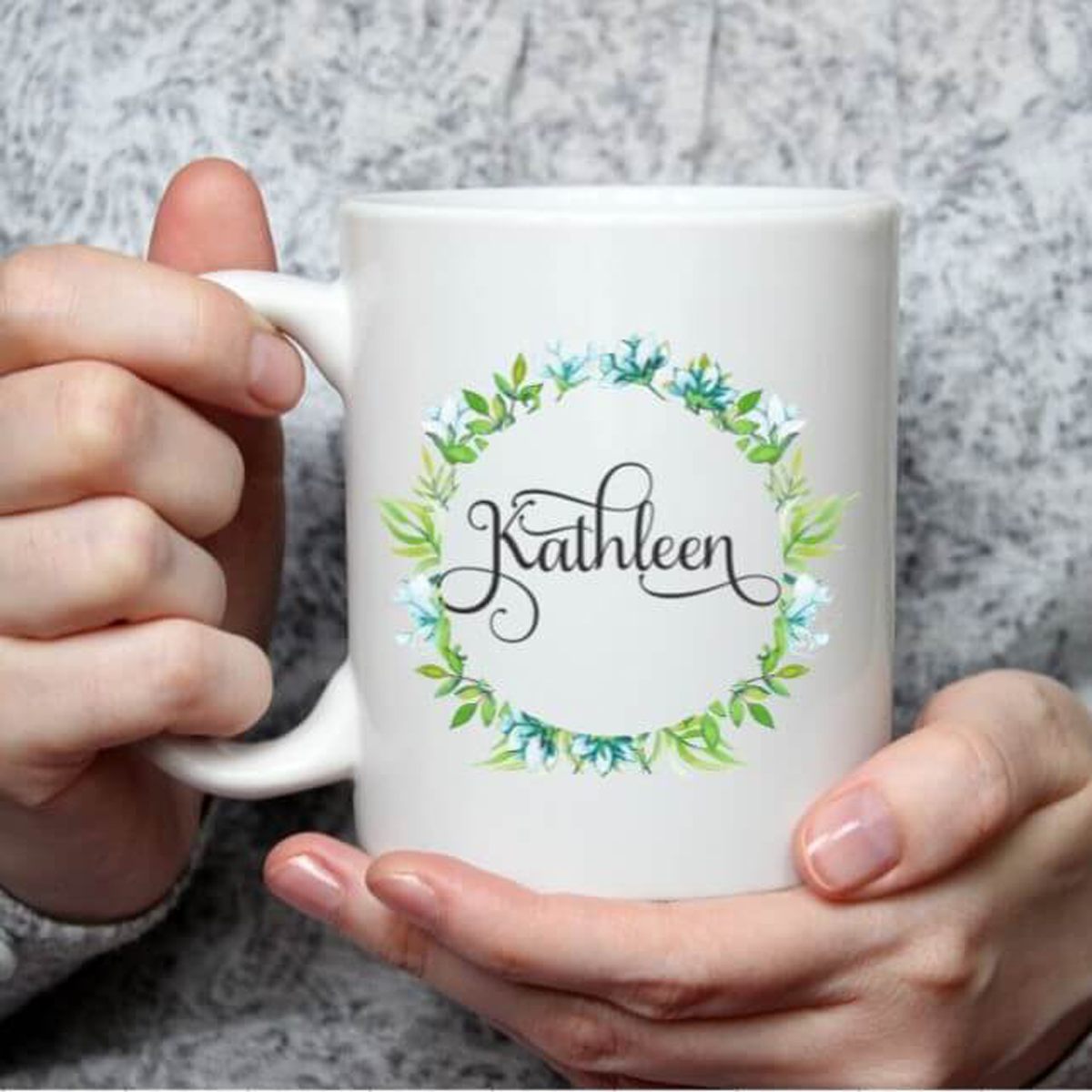 Personalized Floral Coffee Mug