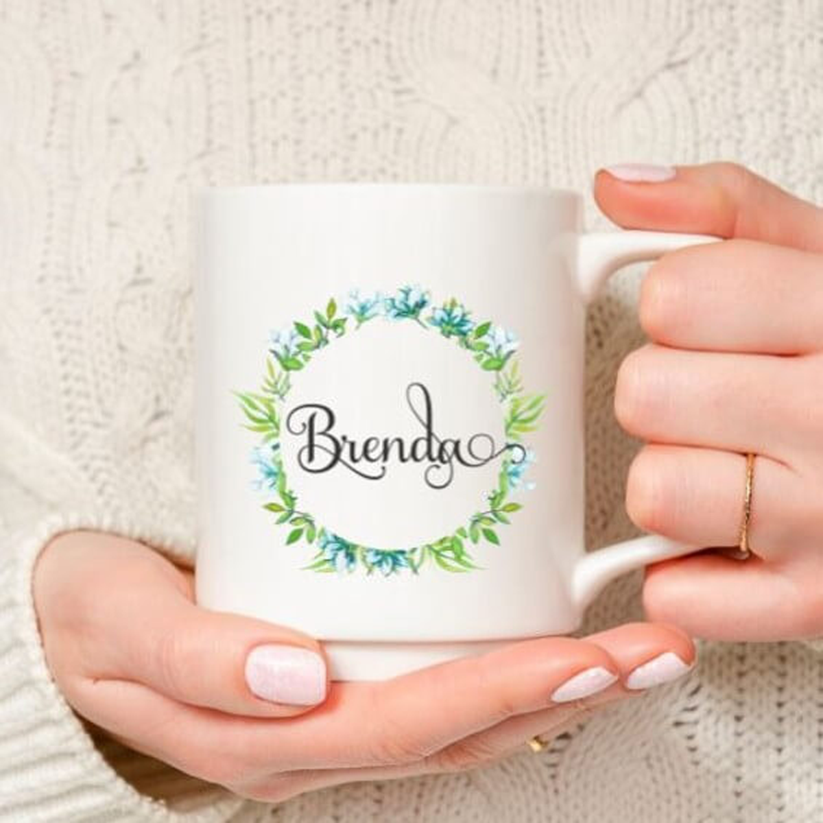 Personalized Floral Coffee Mug
