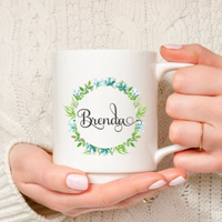 Personalized Floral Coffee Mug