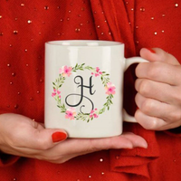 Personalized Pink Floral Coffee Mug