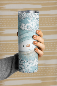 Winter Blue Snowman Skinny Tumbler