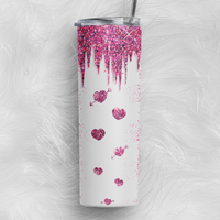 Pink Hearts Skinny Tumbler