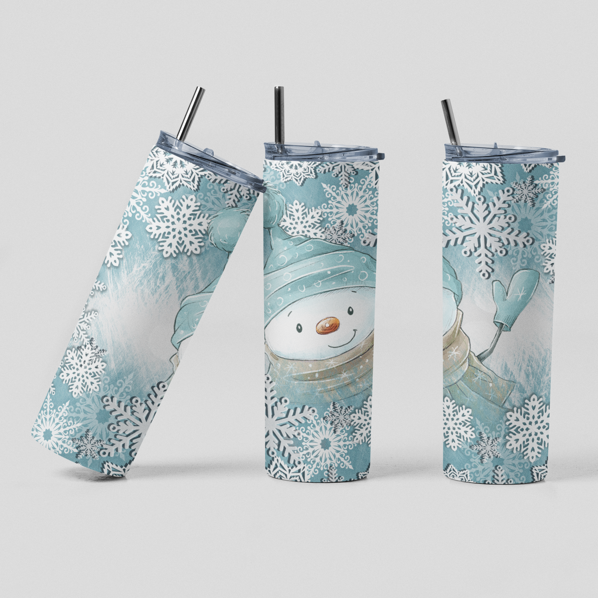 Winter Blue Snowman Skinny Tumbler