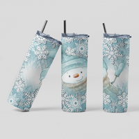 Winter Blue Snowman Skinny Tumbler