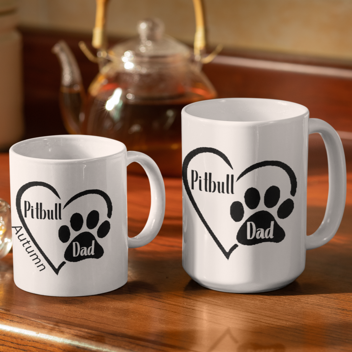 Pitbull Dad Paw Print Mug