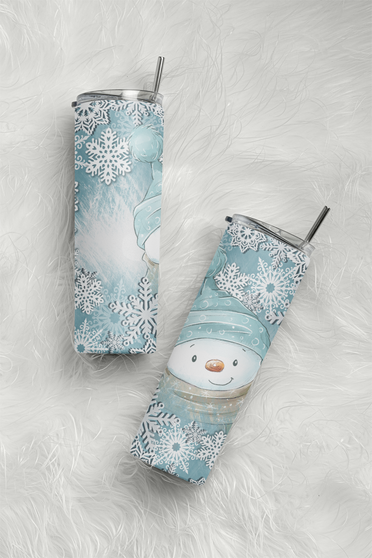 Winter Blue Snowman Skinny Tumbler