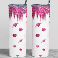 Pink Hearts Skinny Tumbler