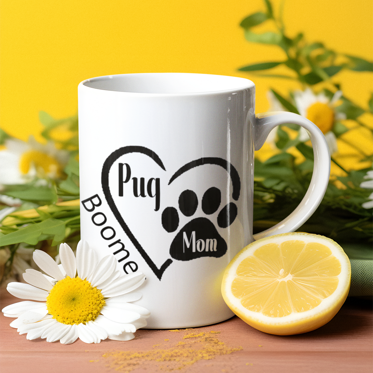 Pug Mom Paw Print Mug