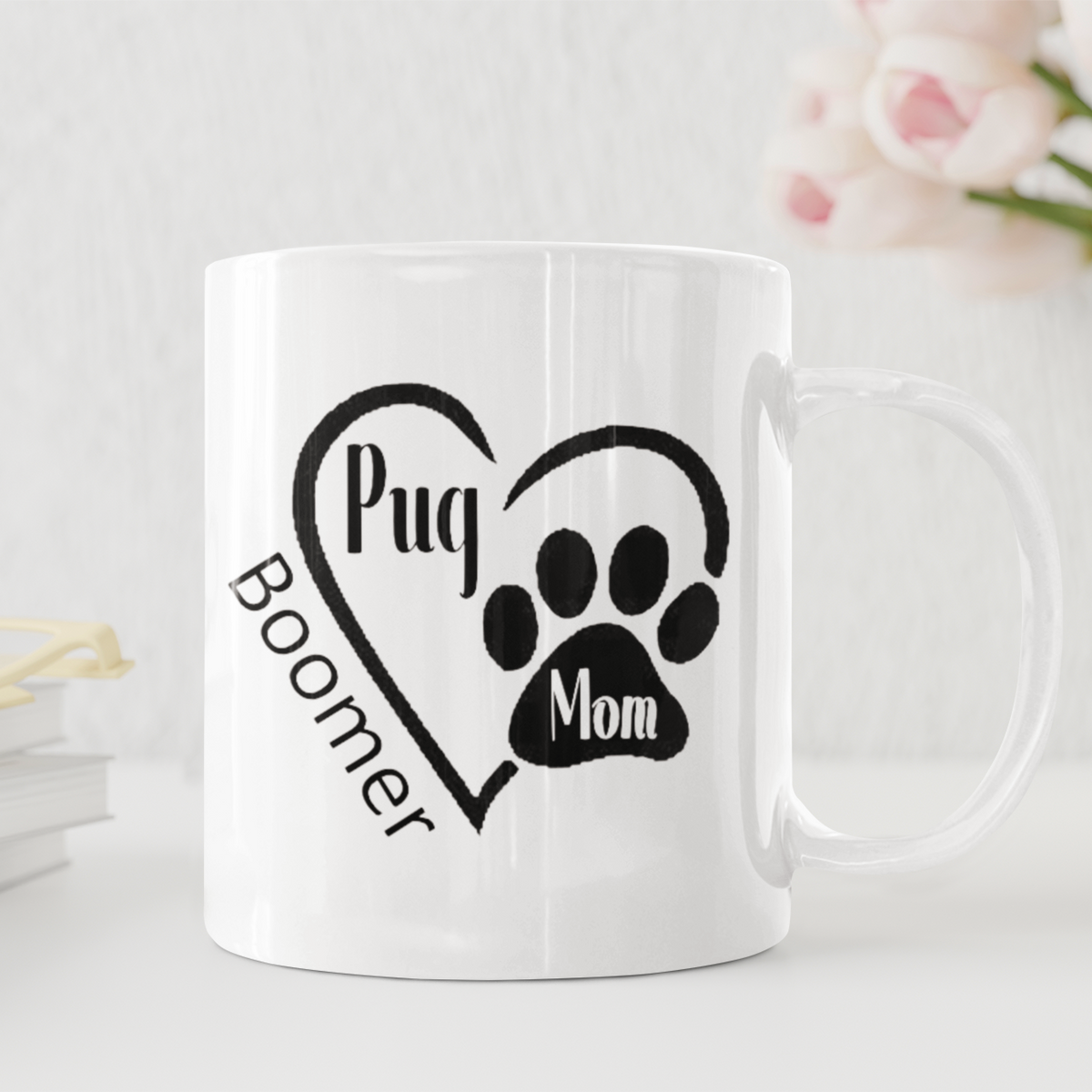 Pug Mom Paw Print Mug