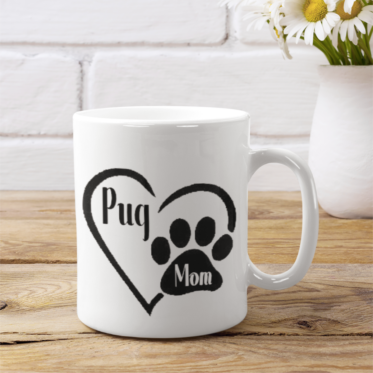 Pug Mom Paw Print Mug