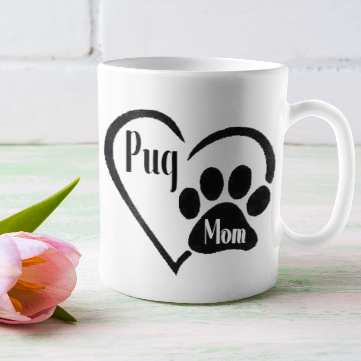 Pug Mom Paw Print Mug