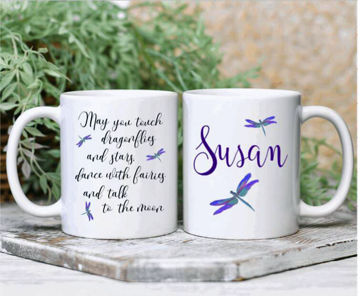 Purple Dragonfly Personalized Mug