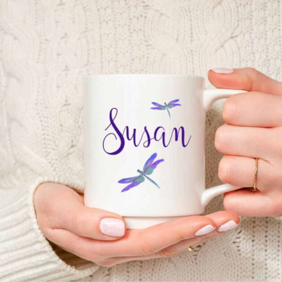 Purple Dragonfly Personalized Mug