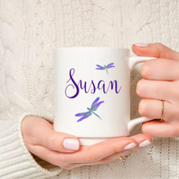 Purple Dragonfly Personalized Mug