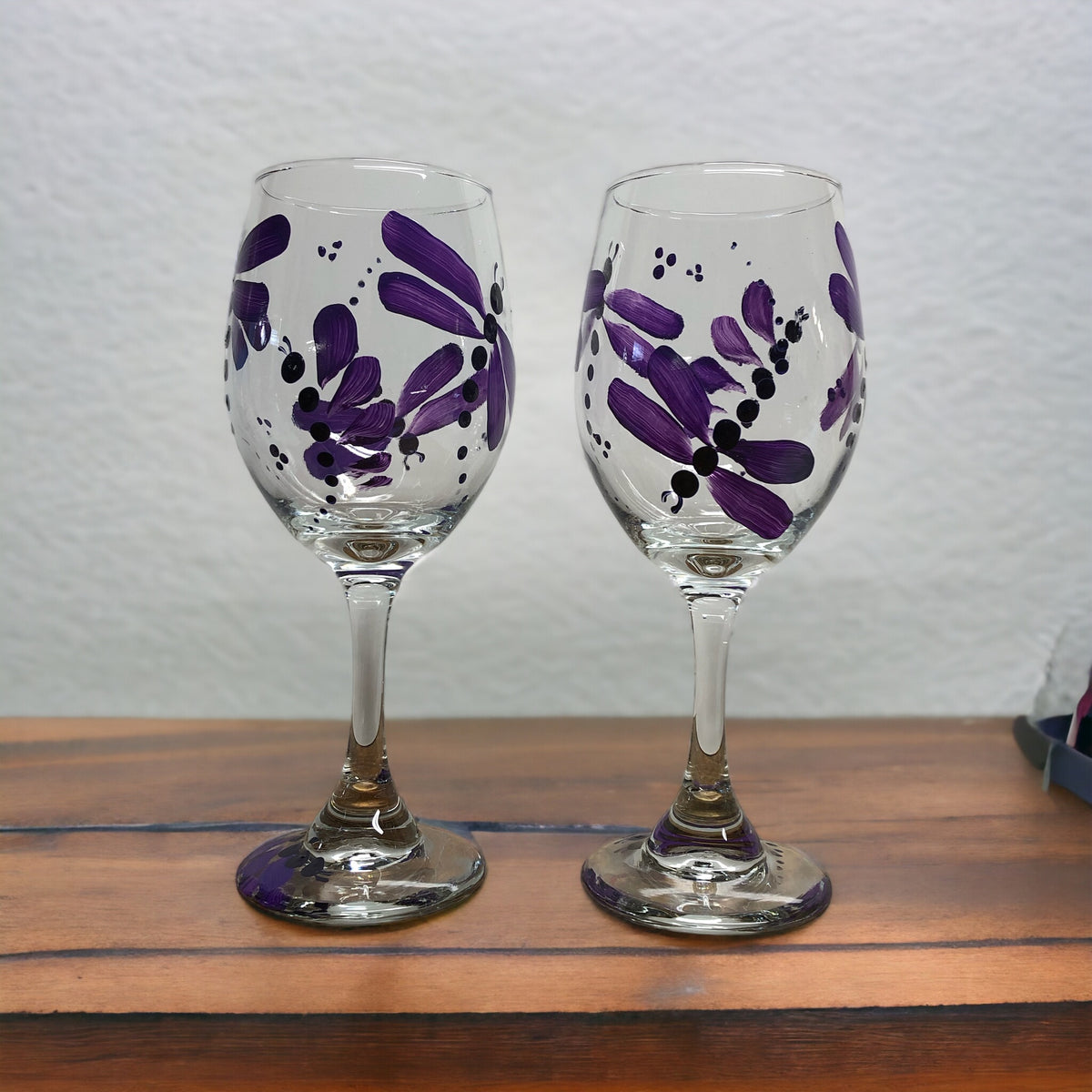 Purple Dragonfly Wine Glasses (Set of 2)