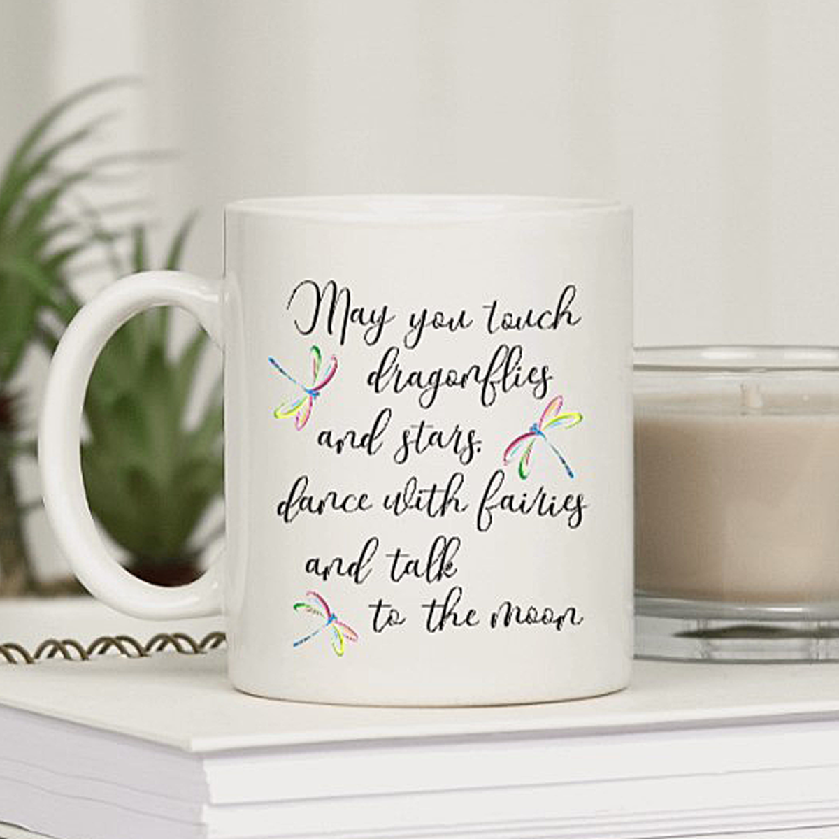 Rainbow Dragonfly Personalized Mug