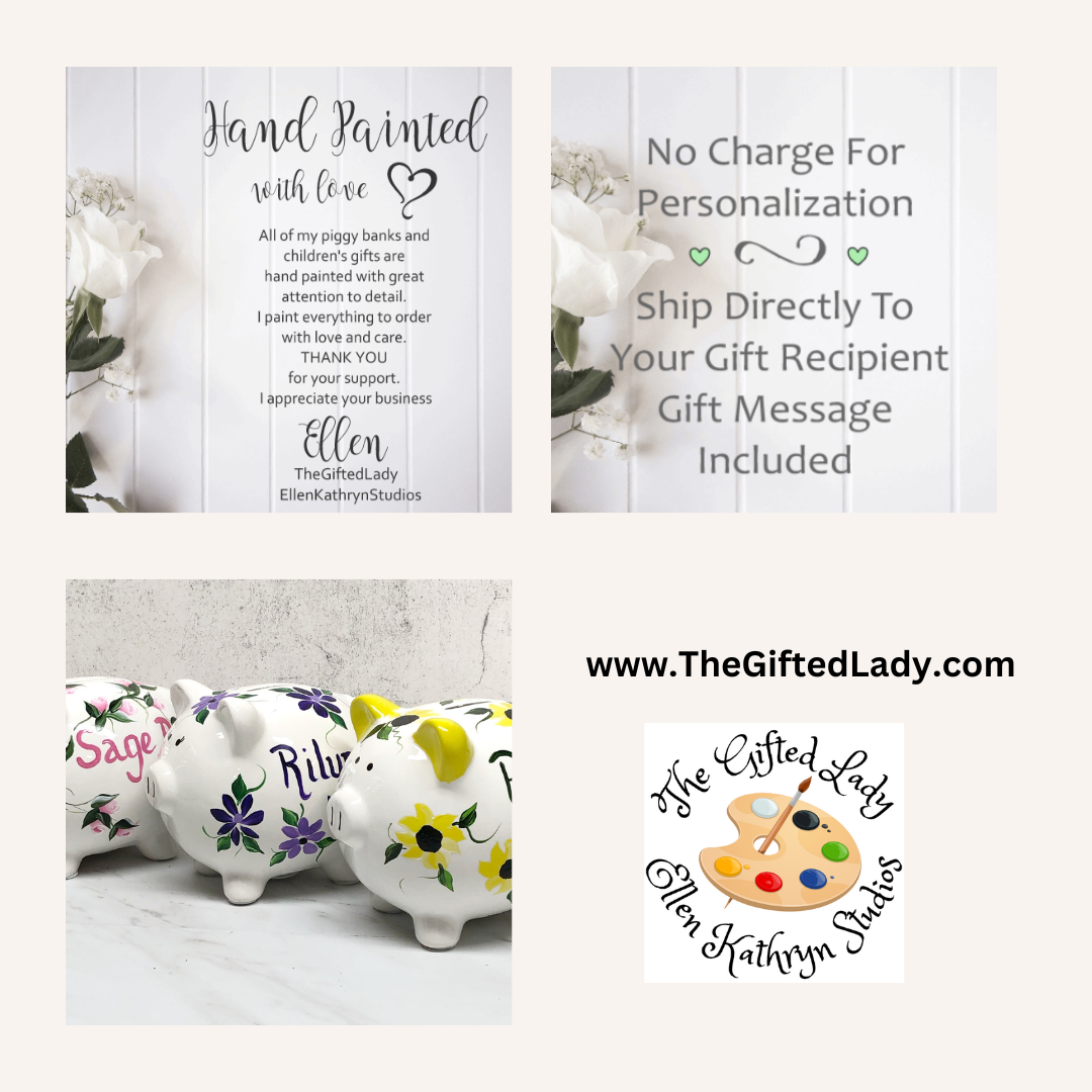 Ready to Ship Painted Piggy Bank
