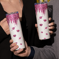 Pink Hearts Skinny Tumbler