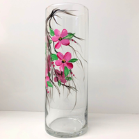 Hand Painted Pink Floral Vase