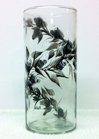 Hand Painted Black and White Rosebuds Vase