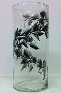 Hand Painted Black and White Rosebuds Vase