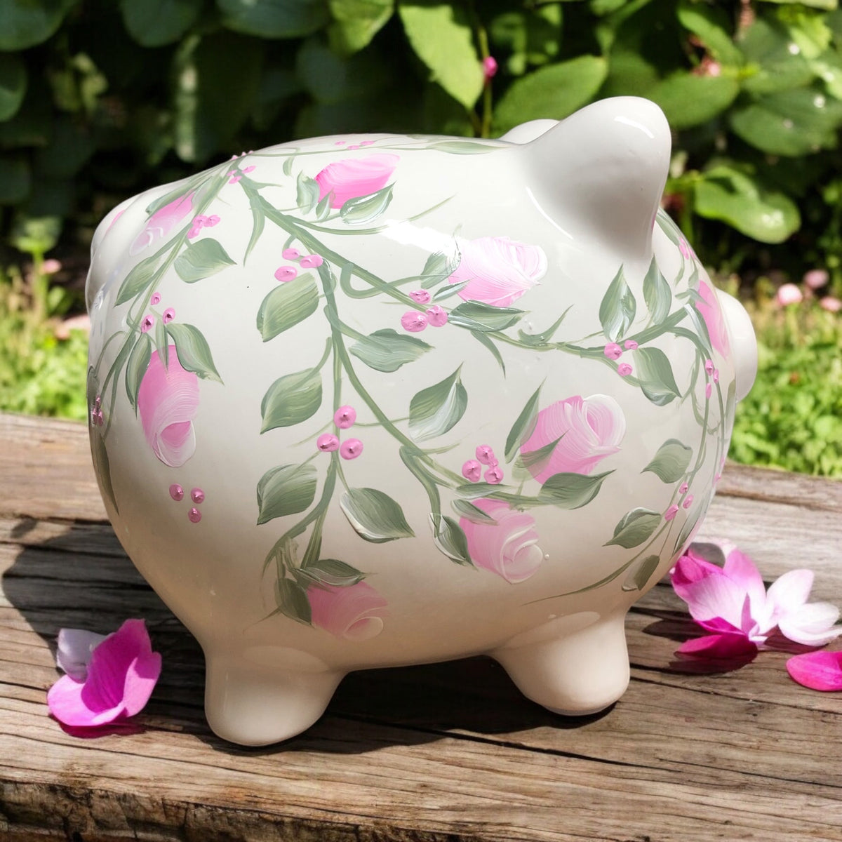 Pink Rosebuds Piggy Bank