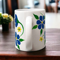 Hand Painted Blue Floral Mug