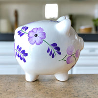 Personalized Lavender Floral Piggy Bank
