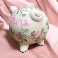 Pink Rosebuds Piggy Bank