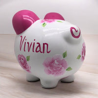 Pink Rose Piggy Bank