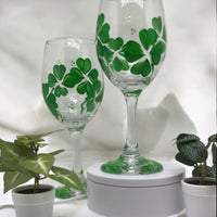 Irish Shamrock Wine Glasses - Stemmed