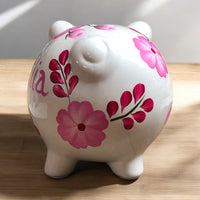 Pink Floral Piggy Bank