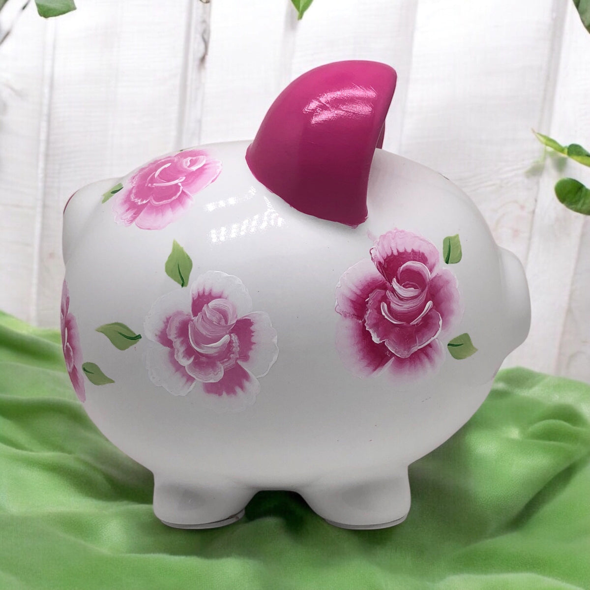 Pink Rose Piggy Bank