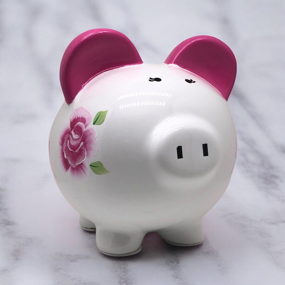 Pink Rose Piggy Bank