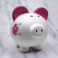 Pink Rose Piggy Bank
