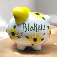 Hand Painted Sunflower Piggy Bank