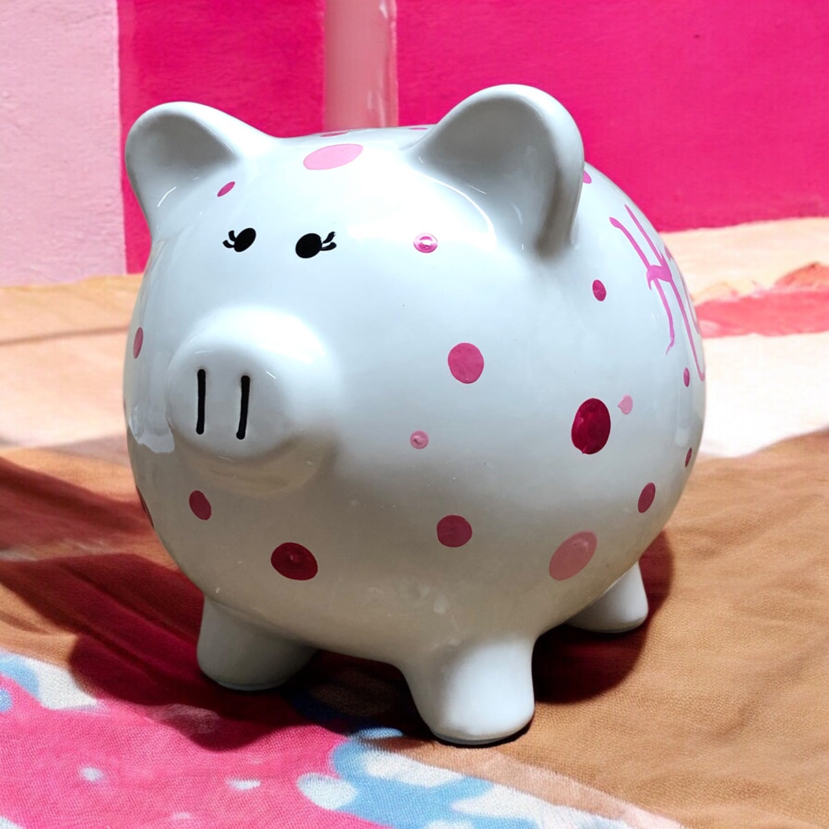Pink Multi-Dot Piggy Bank