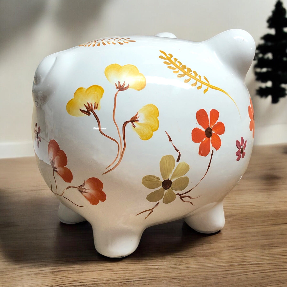 Coral Wildflowers Piggy Bank