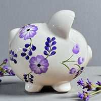 Personalized Lavender Floral Piggy Bank