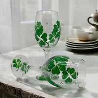 Irish Shamrock Wine Glasses - Stemmed