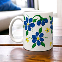 Hand Painted Blue Floral Mug