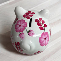 Pink Floral Piggy Bank