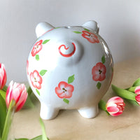 Personalized Peach Floral Piggy Bank