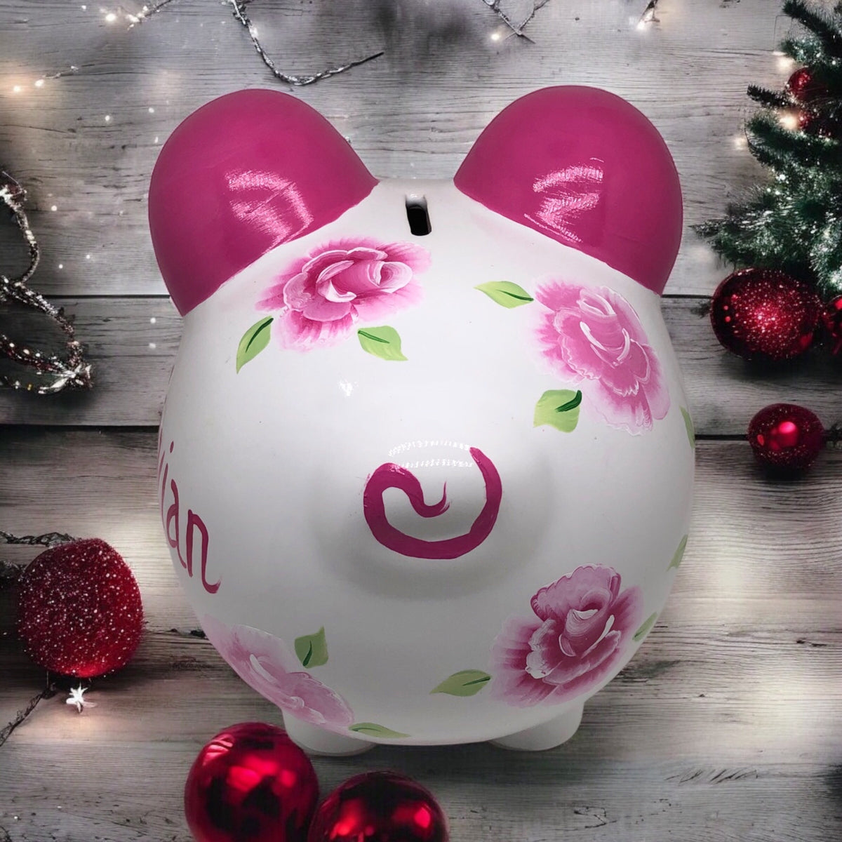 Pink Rose Piggy Bank