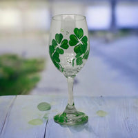 Irish Shamrock Wine Glass- Stemmed