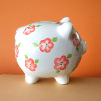 Personalized Peach Floral Piggy Bank