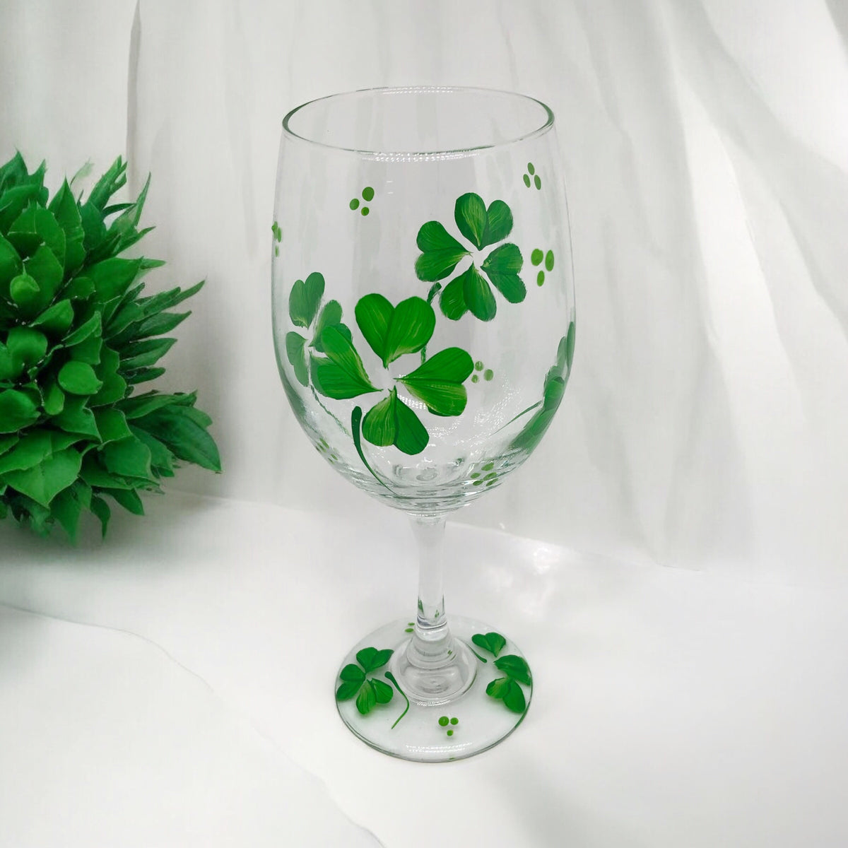 Irish Shamrock Wine Glass- Stemmed