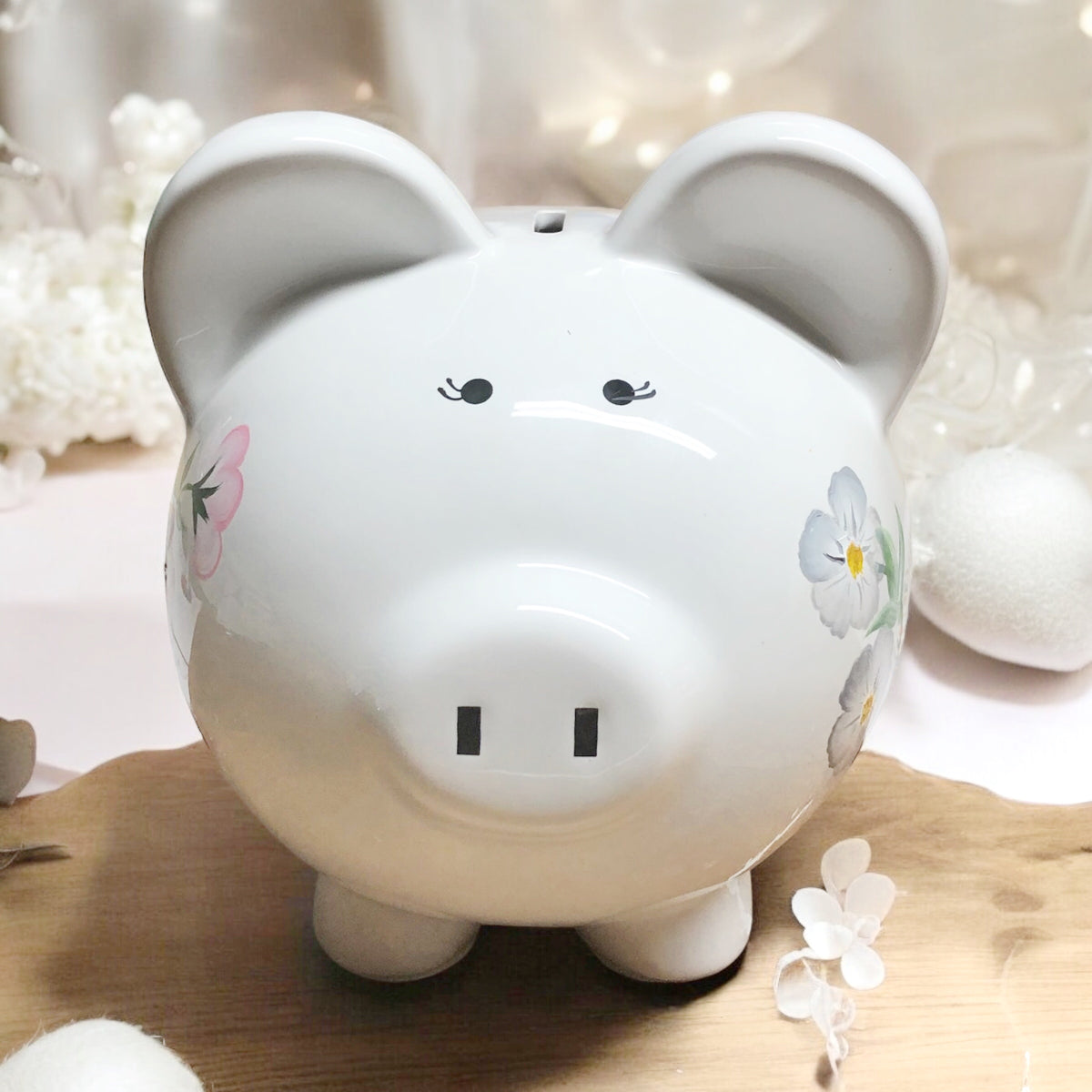 Personalized Floral Piggy Bank