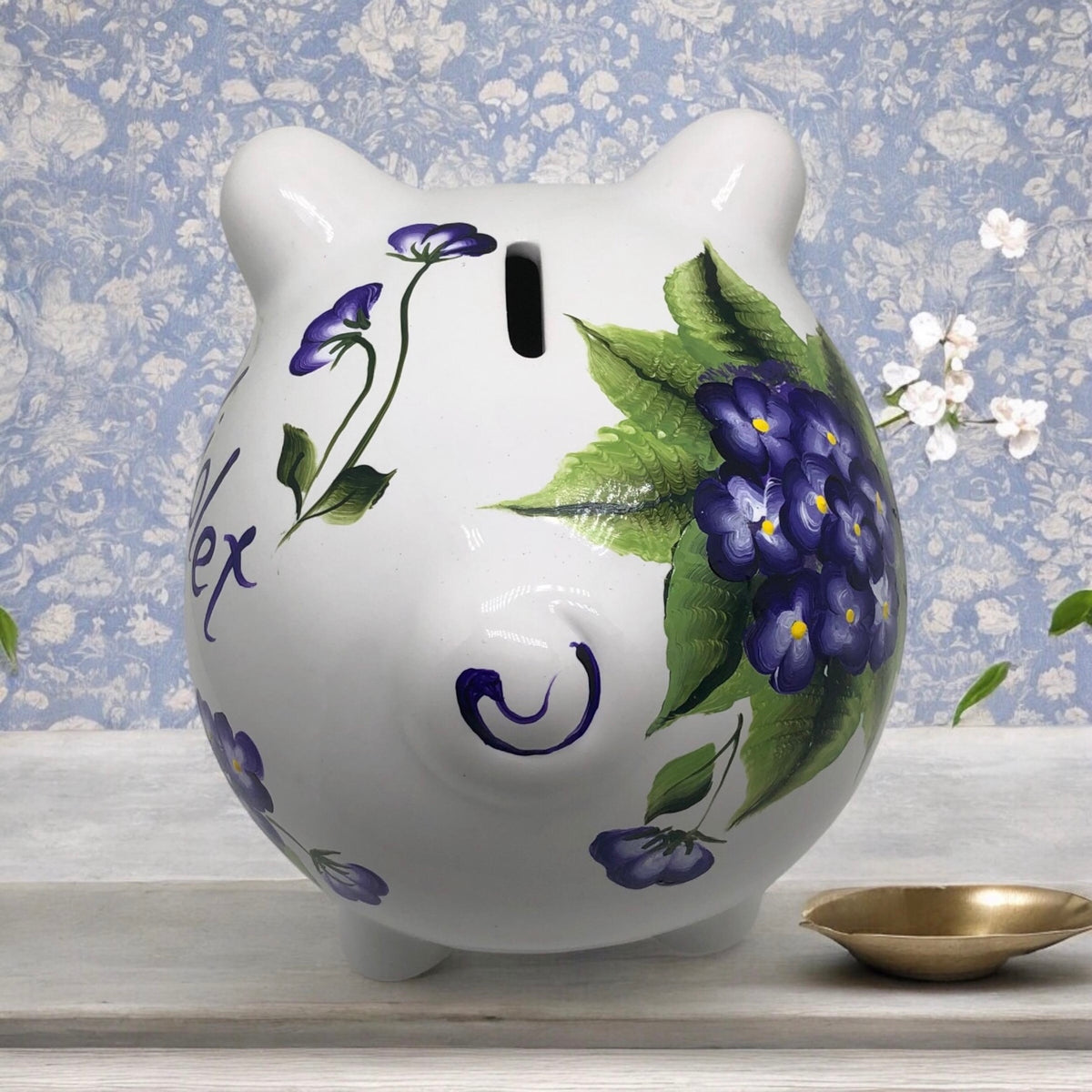 Violet Bouquet Piggy Bank