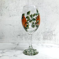 Autumn Pumpkins Hand Painted Stemmed Wine Glass (Single Glass)